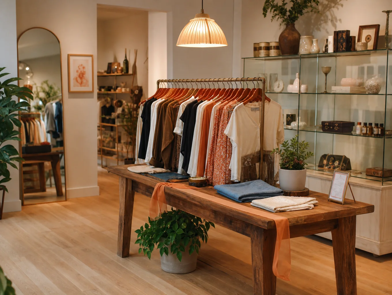 TABLECO boutique owner arranging merchandise in Lincolnton, NC